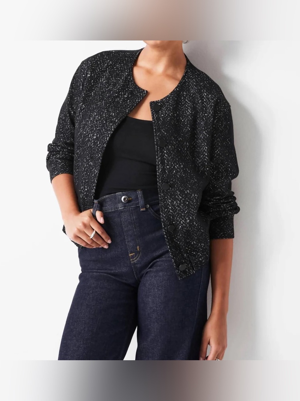 NWT Spanx herringbone ponte bomber jacket